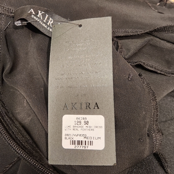 Akira new with tags bandage black dress Medium with feather bottom and sleeves - Picture 10 of 11